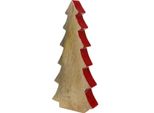 Decorazione Natalizia Albero Di Natale In Legno, Rosso, Naturale 28Cm, Figura Natalizia Decorativa
