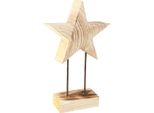 Stella In Legno Di Paulownia Su Base Decorazione Natalizia H48Cm