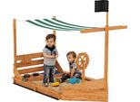 Outsunny Sabbiera Sabbiera Grande Con Copertura In Design Navale Cassetta Del Fango In Legno Nave A Vela Casetta Da Gioco Con Set Da Gioco Cucina Custodia Per Bambini 3-7 Anni Arancione 180 X 103 X 144,5 Cm