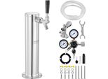 Kit Torre Kegerator, Kit Di Conversione Per Birra A Rubinetto Singolo, Sistema Di Spillatura A Torre Per Birra A Fusto In Acciaio Inox Con Regolatore A Doppio Metro W21,8 E Accoppiatore Per Fusto A-System, Vassoio Raccogli-Birra Per Feste In Casa