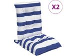 Vidaxl Cuscini Per Schienale Basso 2 Pz. Tessuto Oxford A Righe Bianche E Blu
