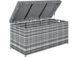 Outsunny Scatola Per Cuscini In Rattan 380L Resistente Alle Intemperie Con Coperchio Incorporato Maniglia Spazio Di Archiviazione Per Giardino Balcone 130X61X65 Cm Grigio Scuro