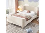 Letto Imbottito Per Bambini, Letto Singolo A Slitta Con Motivo Cosmico, 90 X 200 Cm, Per Bambini E Bambine, Beige, Velluto Senza Materasso