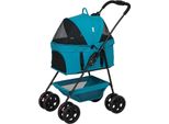 Passeggino Per Cani 3 In 1 Box Per Cani Pieghevole, Borsa Da Trasporto Pieghevole Con Portabicchieri, Passeggino Per Cani, Passeggino Per Gatti Con Ruote A 360° Passeggino Per Gatti Per Mini Cani Sotto I 4 Kg, Turchese Aosom
