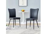 Sedia Nera Moderna E Minimalista Con Cuscino Dello Schienale In Finto Cuoio E Gambe In Metallo Nero, Scatola Con Due Sedie.