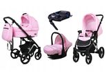 BabyLux® UZO | 4in1 Kinderwagen Set | Sweet Pink | Kombikinderwagen | Kinderwagenset | Isofix-Ba