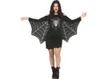 Halloween Spider Dress Design Spaventoso Vampire Look Maniche Senza Spalle Ali Di Rete Spooky Night Party Outfit Chic Witch Dress, Taglia: 42 - 44 (L) Colore: Nero
