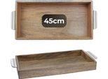 Vassoio Decorativo Marrakech Boho Vassoio Da Portata Quadrato In Legno 45 X 23 Cm | Piatto Da Portata Kahide Come Decorazione Da Tavolo Per Cucina E Soggiorno | Vassoio Da Colazione Vintage Con Manici In Alluminio