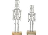 Set Di 2 Figurine Di Schiaccianoci Argentate 32 E 22 Cm | Elegante Decorazione Natalizia In Alluminio Per La Tavola | Moderna Decorazione Per Il Davanzale Della Finestra | Scandinava Decorazione Dell'avvento Per Il Ripiano Della Tavola E Il Davanzale Della Finestra
