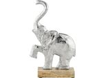 Statuetta Decorativa Dell'elefante Marrakech In Alluminio E Legno 21Cm Mumba | Statuette Estetiche Moderne Come Decorazione Del Soggiorno E Della Camera Da Letto | Decorazione D'argento Come Decorazione Moderna Da Tavolo E Davanzale