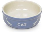 Nobby Ciotola In Vetroceramica Per Gatti "Cat"" Ø13,5 X 5 Cm Azzurro Chiaro / Beige"