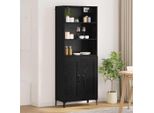 Vidaxl Credenza A Parete 2 Pezzi In Legno Nero Effetto Rovere