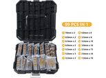 99Pcs Set Di Punte Per Trapano A Torsione Con Gambo Dritto In Acciaio Ad Alta Velocità Placcatura Ti Kit Di Punte Per Punzonatura E Foratura Accessori Per Trapani A Torsione Con Scatola Di Immagazzinaggio