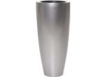 Vivanno Vaso Per Piante In Fibra Di Vetro City Rotondo, Argento Metallizzato Lucido - 37X80 Cm