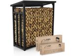 Scaffale Per Legna Da Ardere Esterno In Metallo 188X70X188 Zincato Robusto Portalegna Per Legna Da Ardere 3T In Acciaio Nero Aiuto Con Tetto