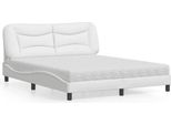 Vidaxl Letto Con Materasso "Hvar"" Bianco 160X200 Cm In Pelle Finta"