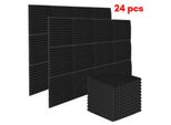 Clanmacy 24X Schiuma Acustica Autoadesiva Nera Assorbente Schiuma A Scanalature Triangolari, 30X30X2,5 Cm
