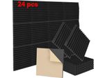 Jopassy 24X Schiuma Acustica Autoadesiva Nera Assorbente Schiuma A Scanalatura Triangolare, 30X30X2,5 Cm
