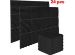 Bettizia 24 Pezzi Schiuma Acustica Tappetini Di Schiuma Acustica Scanalatura Triangolare 30 X 30 X 2,5 Cm Tappetini Di Isolamento Acustico Per Piastrelle Di Schiuma Efficace Nero