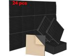 Tolletour 24 Pezzi Di Schiuma Acustica Tappetini Di Schiuma Acustica Scanalatura Triangolare 30 X 30 X 2,5 Cm Tappetini Di Isolamento Acustico Per Piastrelle Di Schiuma Efficaci Nero