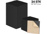 Aopunly 24 Pezzi Di Schiuma Acustica Tappetini Di Schiuma Acustica Scanalatura Triangolare 30 X 30 X 2,5 Cm Tappetini Di Isolamento Acustico Per Piastrelle Di Schiuma Efficace Nero