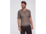 T-Shirt In Maglia Ombre Con Bottoni Sulla Scollatura Ash S