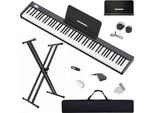 Tastiera Pianoforte Set Stand: Longeye 88 Tasti Pianoforte Elettrico, Semi-Pesato, Compatto Portatile, Borsa Per Il Trasporto, Supporto Musicale Sostenibile, Nero (Slim-88)