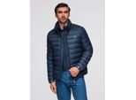 Giacca Trapuntata Classica Ombre Da Uomo Con Collo Alto Blu Scuro L