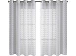 Inf Set Di 2 Tende Trasparenti Con Pompon A Pois - Pannelli Finestra Voile Grigio M