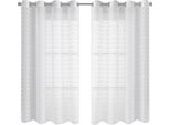 Inf Set Di 2 Tende Trasparenti Con Pompon A Pois - Pannelli Finestra Voile Bianco L