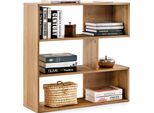 Libreria In Legno Costway, Scaffale In Piedi Con 3 Livelli E Protezione Antiribaltamento, Scaffale Divisorio, Scaffale Per Soggiorno, Camera Da Letto, Naturale (B Concavo)