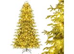 Costway 210Cm Albero Di Natale Artificiale Con 1090 Punte Di Rami&370 Luci Led Bianco Caldo, Albero Di Natale Artificiale Albero Di Natale Illuminazione Verde