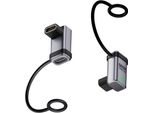 Inf 2 Pezzi Adattatore USB-C Femmina-Femmina 240W, 120Gbps, Angolo Retto D'argento