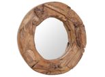 Specchio Decorativo In Teak Rotondo Da 60 Cm