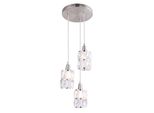 Globo Lighting Lampada A Sospensione In Metallo Nichel Opaco, Cristalli Di Vetro Trasparenti, Cavo Pvc Trasparente, ø: 250Mm, H: 1200Mm, Escl. 3X E14 40W 230V
