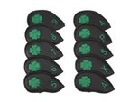 10 Pezzi Di Coperture Per Le Teste Delle Mazze Da Golf, Motivo A Quadrifoglio, Pu, Impermeabile, Delicato, Set Di Coperture Per La Maggior Parte Delle Mazze Da Golf, Nero