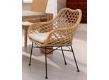 Rattanstuhl Home Affaire, Gelb (Honigfarben, Schwarz, Honigfarben), B:64Cm H:90Cm T:63Cm, Geflecht Rattan, StüHle, Rattanstuhl, Ohne Sitzkissen