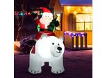 Costway Orso Polare Gonfiabile Di Babbo Natale Da 200 Cm Con Testa Traballante, Figura Natalizia A Led, Figura Decorativa Natalizia Con Soffiatore E Accessori Di Montaggio Inclusi