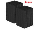 Hengda 24X Schiuma Acustica Autoadesiva Nera Assorbente Schiuma Triangolare Scanalatura, 30X30X2.5Cm