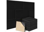 Hengda 24 Pezzi Di Schiuma Acustica Tappetini Di Schiuma Acustica Scanalatura Triangolare 30 X 30 X 2,5 Cm Tappetini Di Isolamento Acustico Per Piastrelle Di Schiuma Efficace Nero