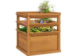 Fioriera A Letto Rialzato Outsunny Con Fondo Aperto A Traliccio, Fioriera A Traliccio In Legno, Per Giardino, Balcone, Fiori