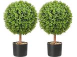 2 X Sfere Di Bosso Artificiale Ø 40,6 Cm, Bosso Da Giardino In Vaso Da Fiori, Palla Di Bosso Artificiale, Pianta Artificiale In Pe, Legno, Pp Incl. 4 Farfalle Decorative E 10 Foglie Di Ricambio
