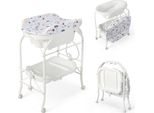 Costway Fasciatoio 4 In 1 Fino A 35 Kg, Unità Fasciatoio Con Vasca, Fasciatoio E Ruote Universali, Stazione Fasciatoio Per Bambini Da 0 A 12 Mesi, Bianco