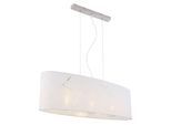 Globo Lighting Lampada A Sospensione In Metallo Nichel Opaco, Tessuto Bianco, Acrilico Trasparente, Cavo Pvc Trasparente, Lxpxh: 770X230X1400Mm, Escl. 3X E27 40W 230V