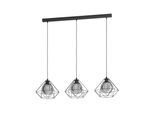 Eglo 43483 Vernham E27 Tripla Lampada A Sospensione 1145X325Mm Nero-Trasparente