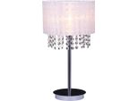 Lampada Da Tavolo Cromata Bianca Con Cristalli Glamour Astra Italux MTM1953/1 Wh