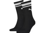 Calzini Sportivi Unisex Puma, Confezione Da 2 - Crew Heritage, Tennis, Suola In Spugna, Righe Nere 39-42