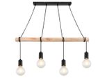 Rabalux 3980 Lampada A Sospensione 4 Spot Pablo, E27 Legno, Nero, Industriale