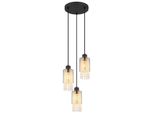 Globo Lighting Lampada A Sospensione Metallo Nero Opaco, Vetro Color Fumo, Cristalli Di Vetro Trasparenti, Cavo Pvc Nero, ø: 250Mm, H: 1200Mm, Escl. 3X E27 40W 230V