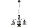 Lampada A Sospensione, Metallo, Nero Opaco, Vetro Color Fumo, P 55,5 Cm
